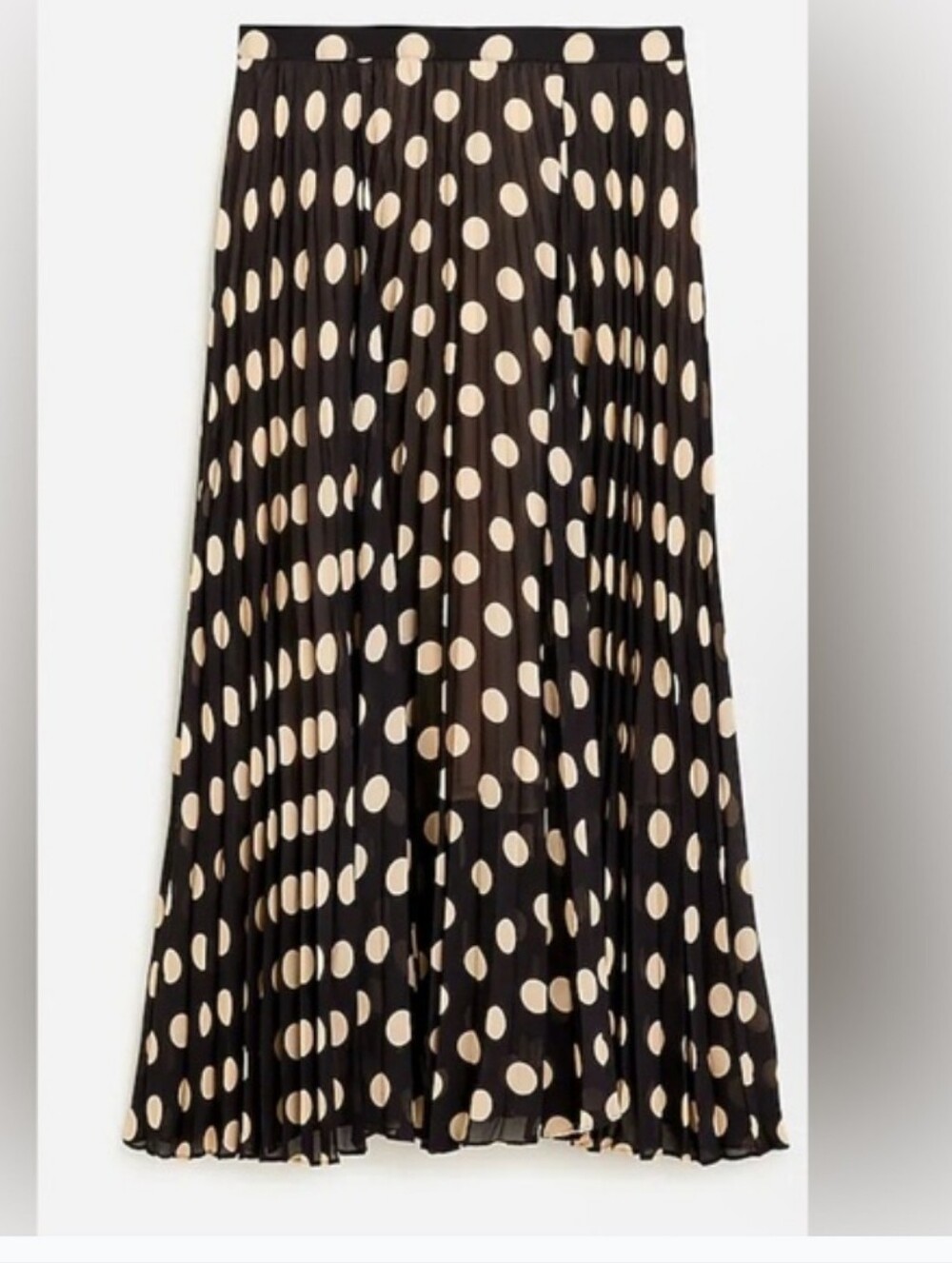 J.CREW Women's NEW Gwyneth Pleated Beige Ivory Black Polka Dot Skirt